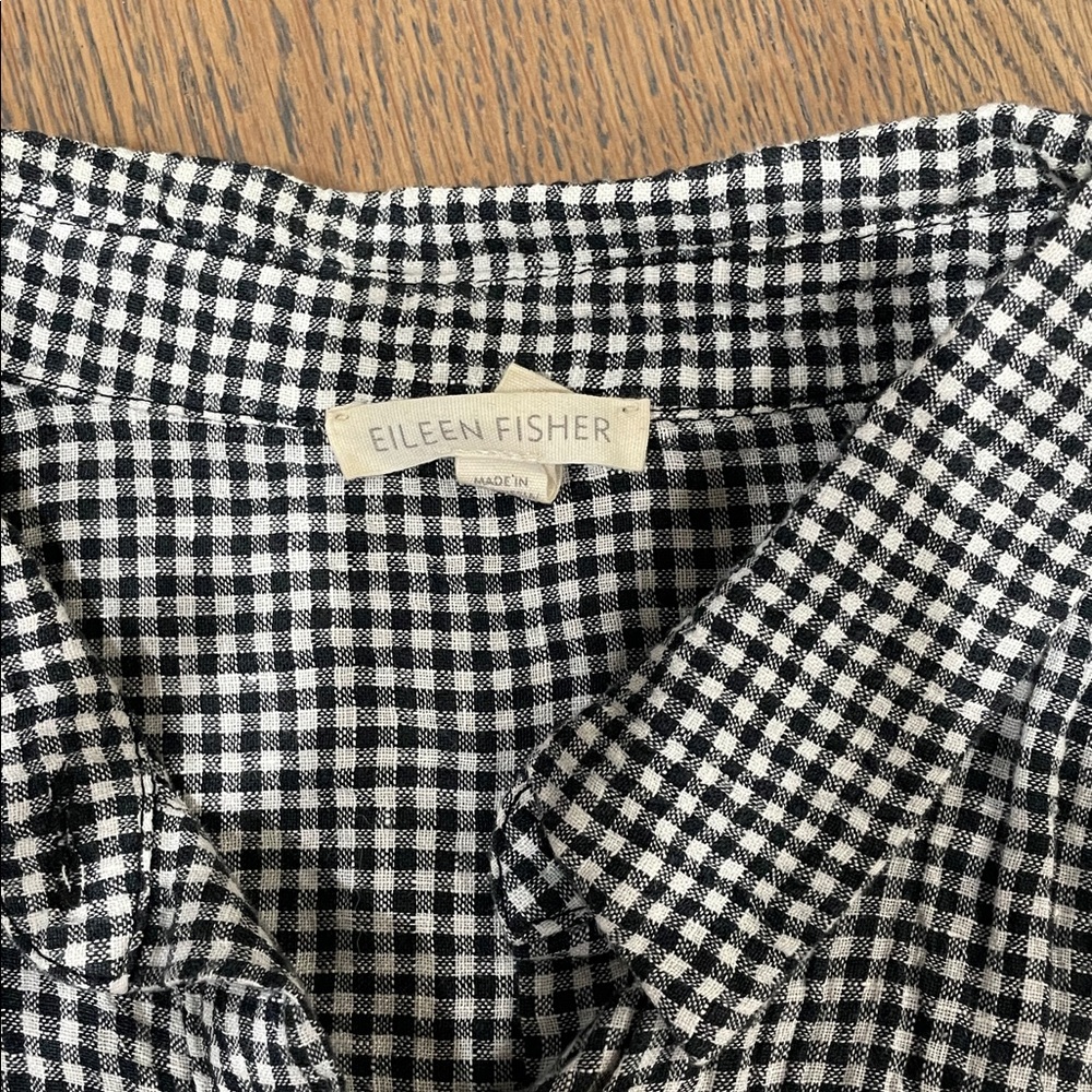 Eileen Fisher Black & White Gingham Sleeveless Top - Picture 3 of 3